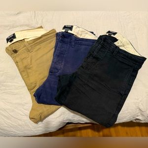 3 JAPANESE SELVEDGE CHINO PANT IN Khaki, Black and Blue